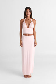 Pamme | Cleo Orta Bel Minimal Maxi Etek Pembe