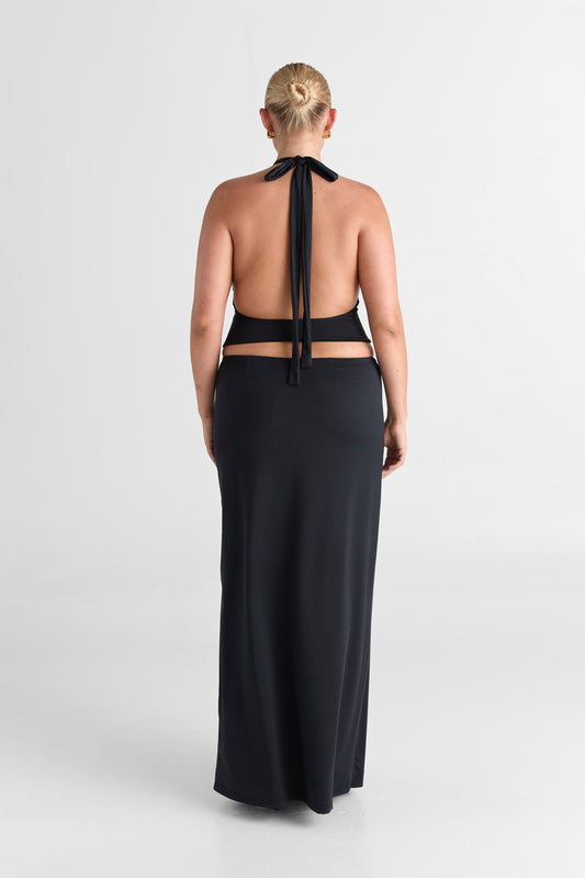 Pamme | Cleo Orta Bel Minimal Maxi Etek Siyah