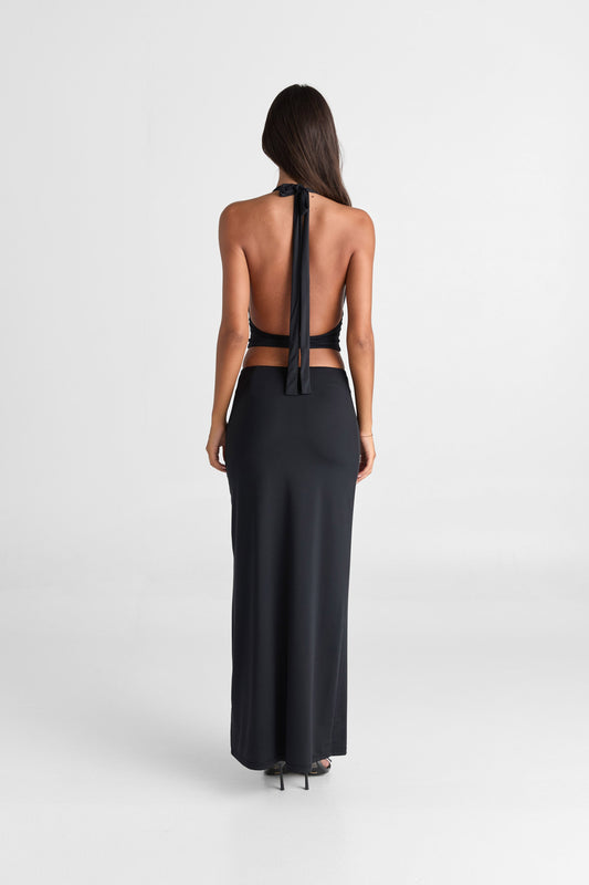 Pamme | Cleo Orta Bel Minimal Maxi Etek Siyah