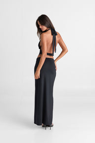 Pamme | Cleo Orta Bel Minimal Maxi Etek Siyah