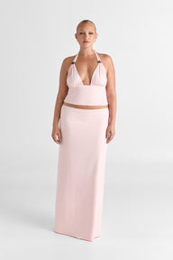 Pamme | Cleo Orta Bel Minimal Maxi Etek Pembe