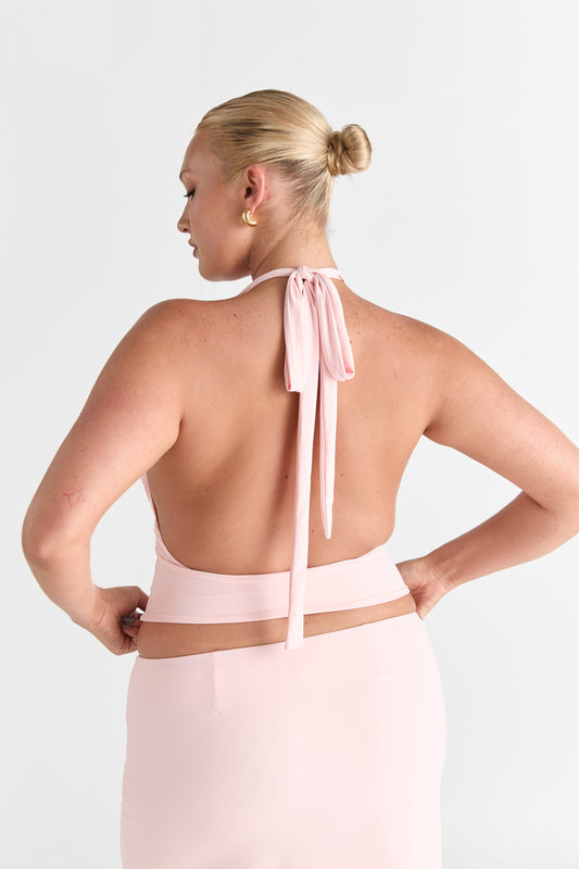 Pamme | Cleo Ayarlanabilir Halter Metal Detaylı Bluz Pembe