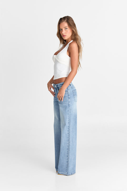 Aliyah Bol Paça Jean — Mavi