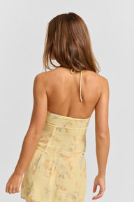 Pamme | Juniper Desenli Şifon Halter Askılı Bluz