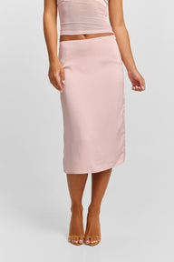 Anastasia Saten Midi Etek — Pembe
