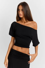 Pamme | Lorelei Oversize Büzgülü Bağcık Sırt Bluz Siyah
