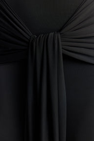 Pamme | Elodie Ayarlanabilir Bağcıklı Drape Detaylı Maxi Elbise Siyah