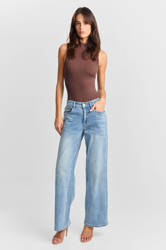 Adeline Mock Yaka Body — Kahve