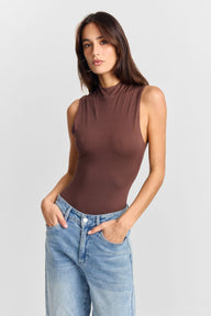 Adeline Mock Yaka Body — Kahve