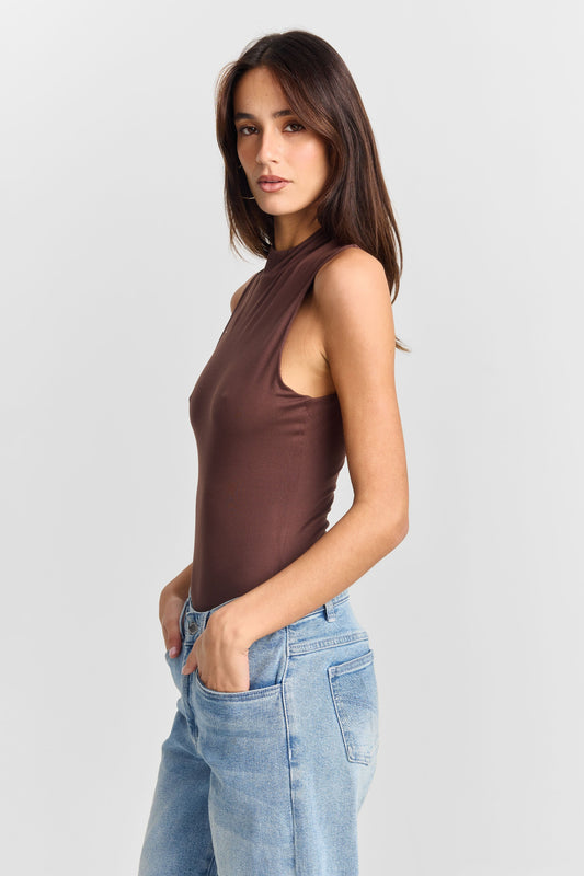 Adeline Mock Yaka Body — Kahve