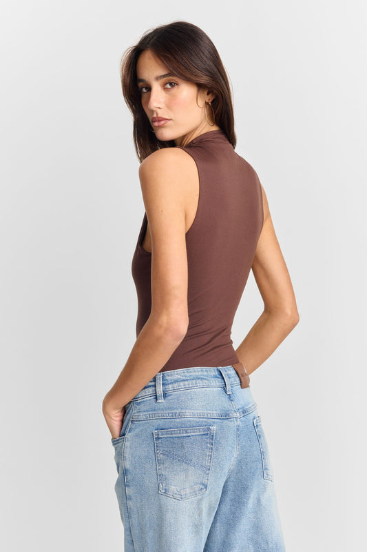Adeline Mock Yaka Body — Kahve