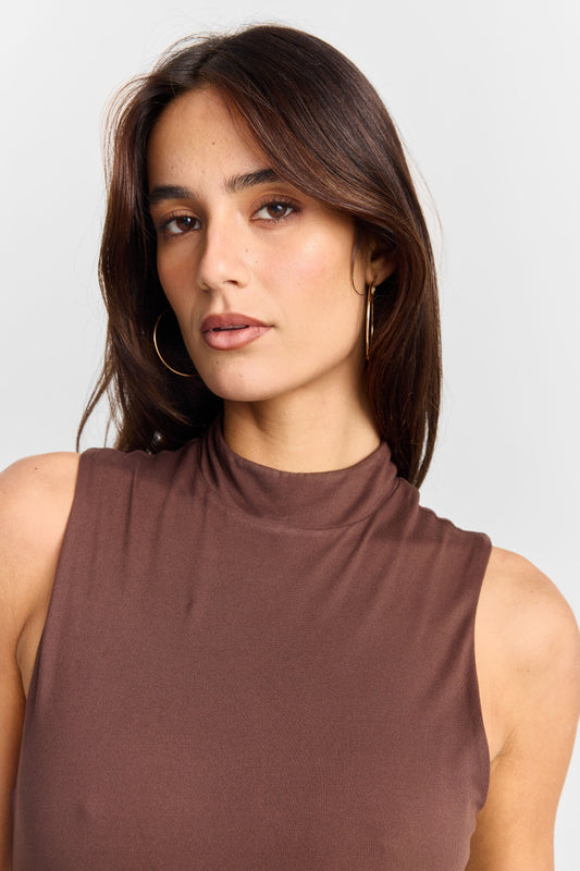 Adeline Mock Yaka Body — Kahve