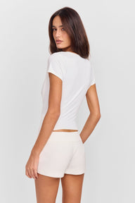 Pamme | Brigitte Kruvaze Yaka Drape Detaylı Bluz Beyaz
