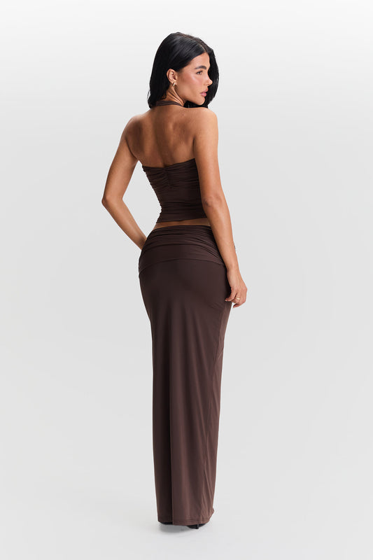 Pamme | Blair Burgu Detaylı Halter Bluz Kahve