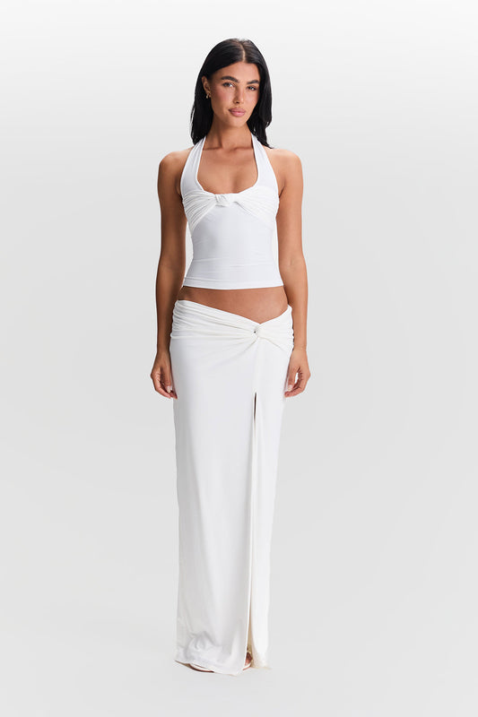 Pamme | Blair Burgu Detaylı Halter Bluz Beyaz