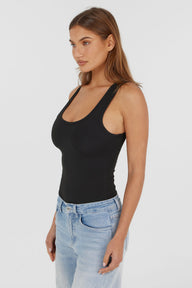 Pamme | Claudine U Yaka Kapalı Sırt Body Siyah