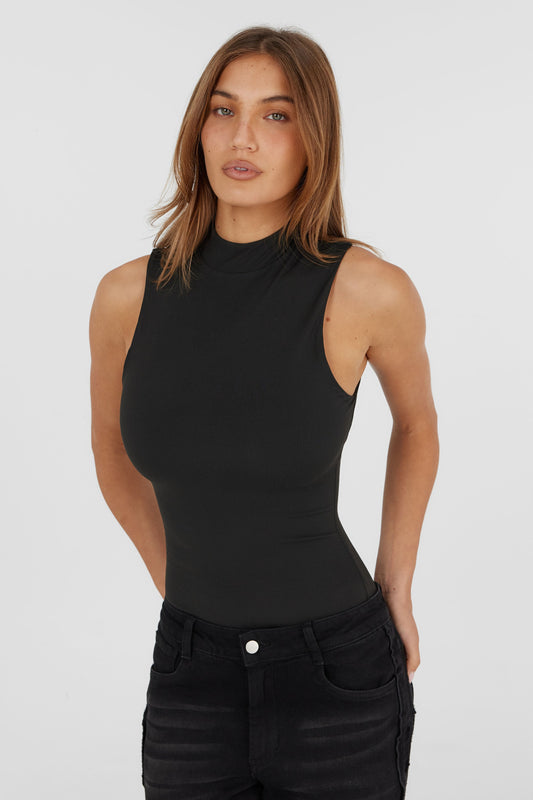 Adeline Mock Yaka Body — Siyah