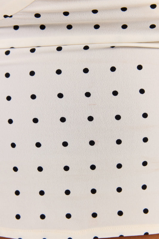 Pamme | Lottie Puantiyeli Kalp Yaka Kalın Askılı Crop Bluz Beyaz