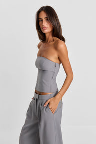 Pamme | Astra Straplez Korse Bluz Gri