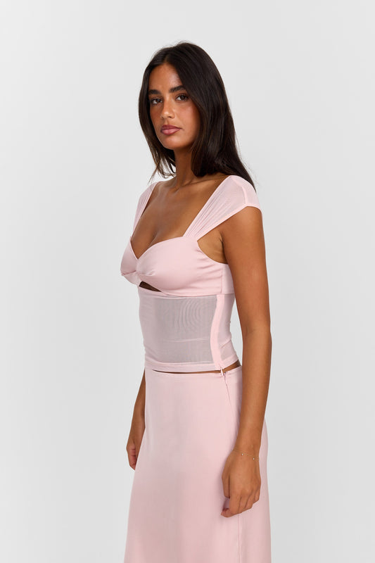 Anastasia Kalp Yaka Saten Bluz — Pembe