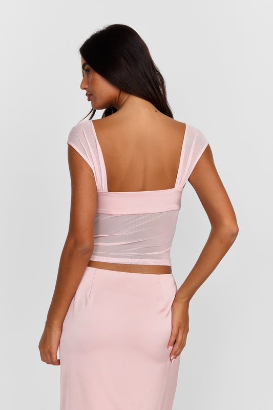 Anastasia Kalp Yaka Saten Bluz — Pembe