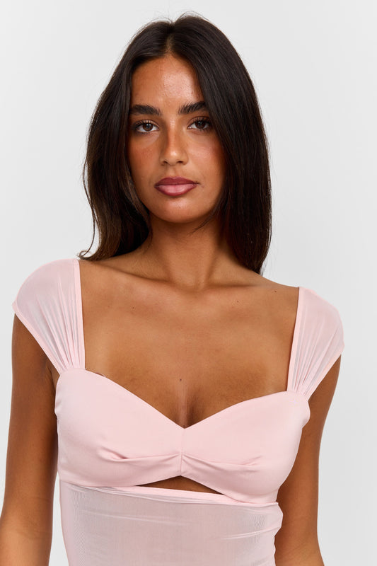 Anastasia Kalp Yaka Saten Bluz — Pembe