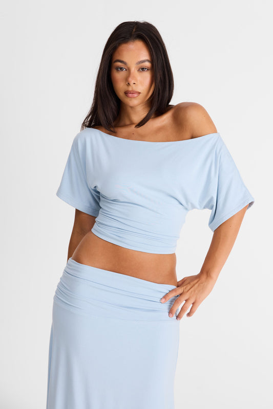Pamme | Lorelei Oversize Büzgülü Bağcık Sırt Bluz Mavi