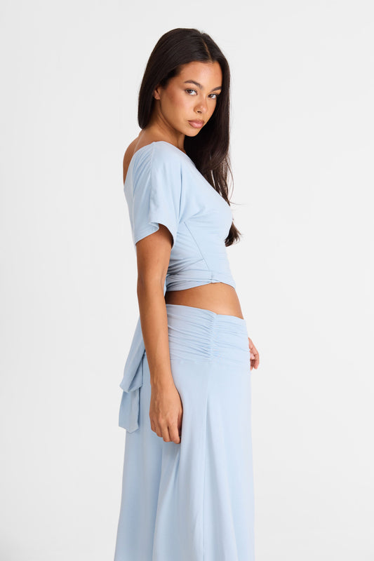 Pamme | Lorelei Oversize Büzgülü Bağcık Sırt Bluz Mavi