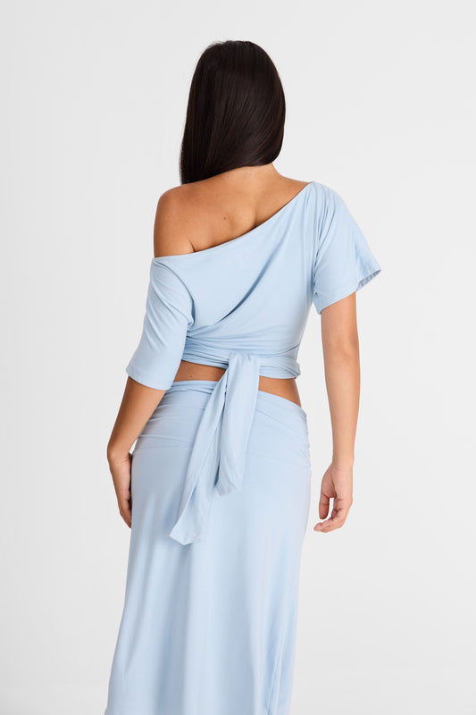 Pamme | Lorelei Oversize Büzgülü Bağcık Sırt Bluz Mavi