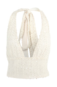 Pamme | Aspyn Payetli Triko Halter Bluz