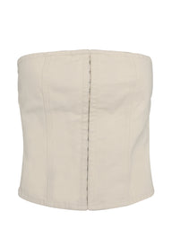 Pamme | Elira Straplez Panelli Denim Korse Bluz Krem
