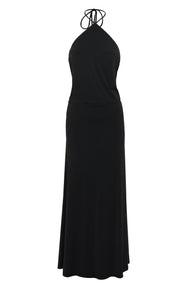 Pamme | Giselle Halter Yaka Sırt Dekolteli Minimal Maxi Elbise Siyah