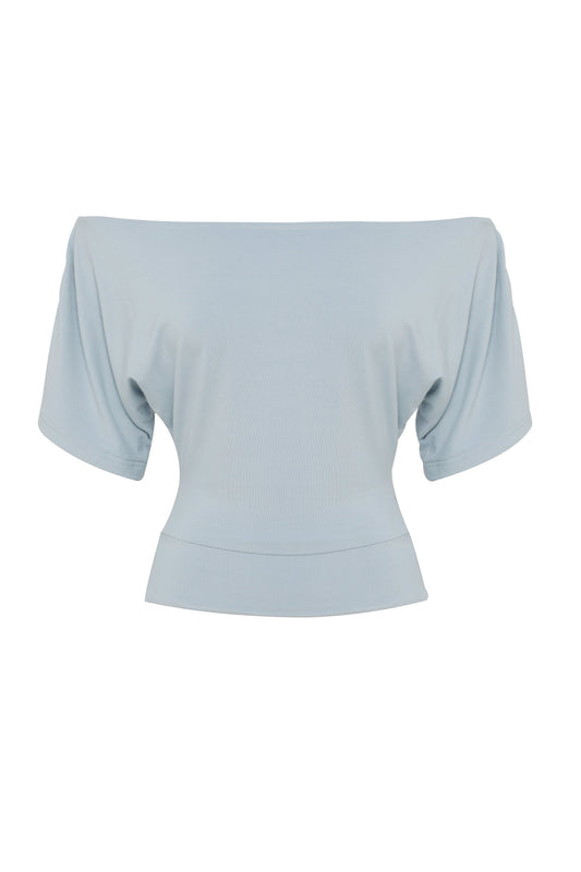 Pamme | Lorelei Oversize Büzgülü Bağcık Sırt Bluz Mavi
