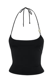Pamme | Hazel Boncuk Detaylı Halter Bluz Siyah