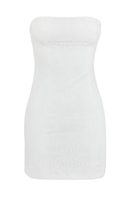 Pamme | Fleur Straplez Dantel Mini Elbise Beyaz